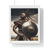 African Wall Art, Black Warrior Poster, Vertical Framed Poster, Home and Living Decoration, Aesthetic Wooden Frame Poster